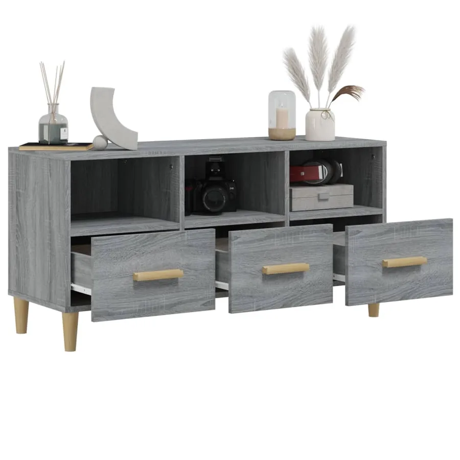 Meuble TV Sonoma gris 102x36x50 cm Bois d'ingénierie - 5
