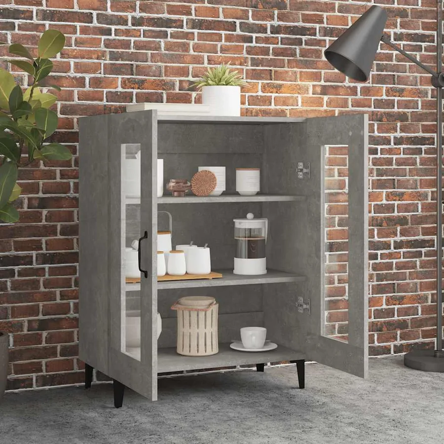Buffet gris béton 69,5x34x90 cm bois d'ingénierie - 3