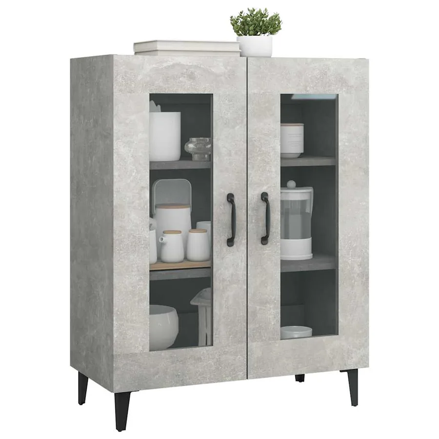 Buffet gris béton 69,5x34x90 cm bois d'ingénierie - 4