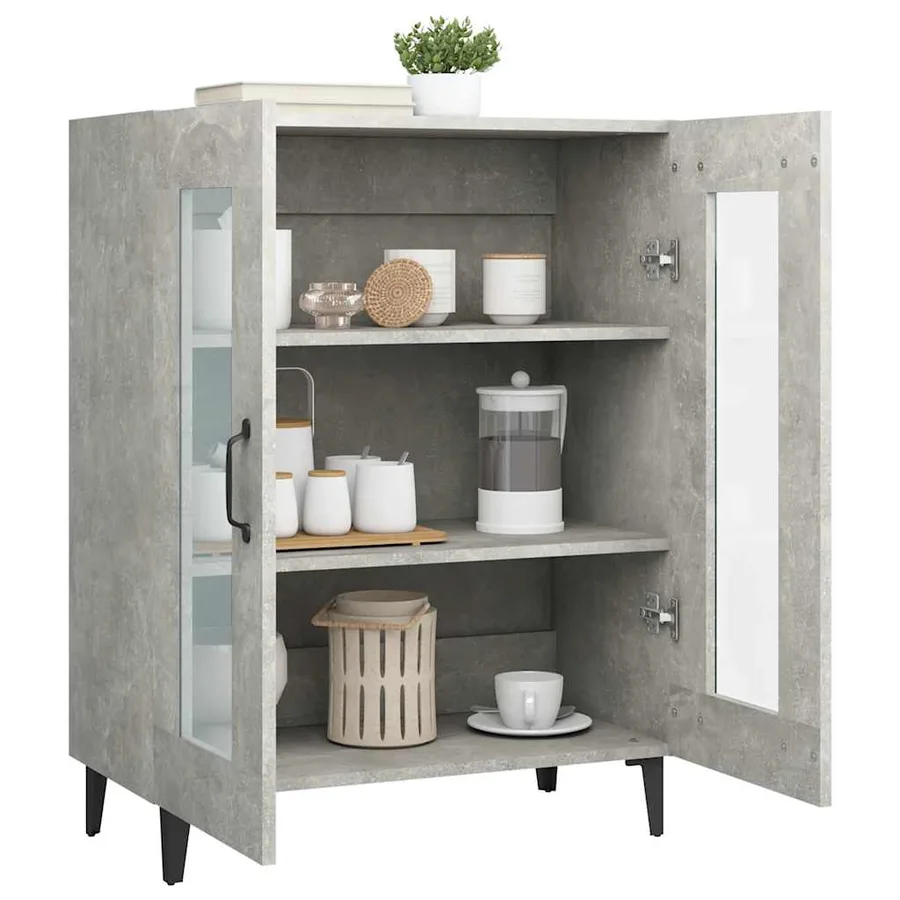 Buffet gris béton 69,5x34x90 cm bois d'ingénierie - 5