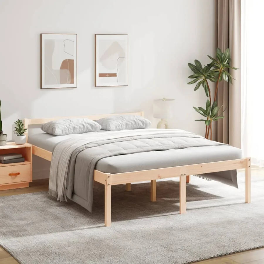 Lit pour personne âgée sans matelas 160x200 cm bois pin massif