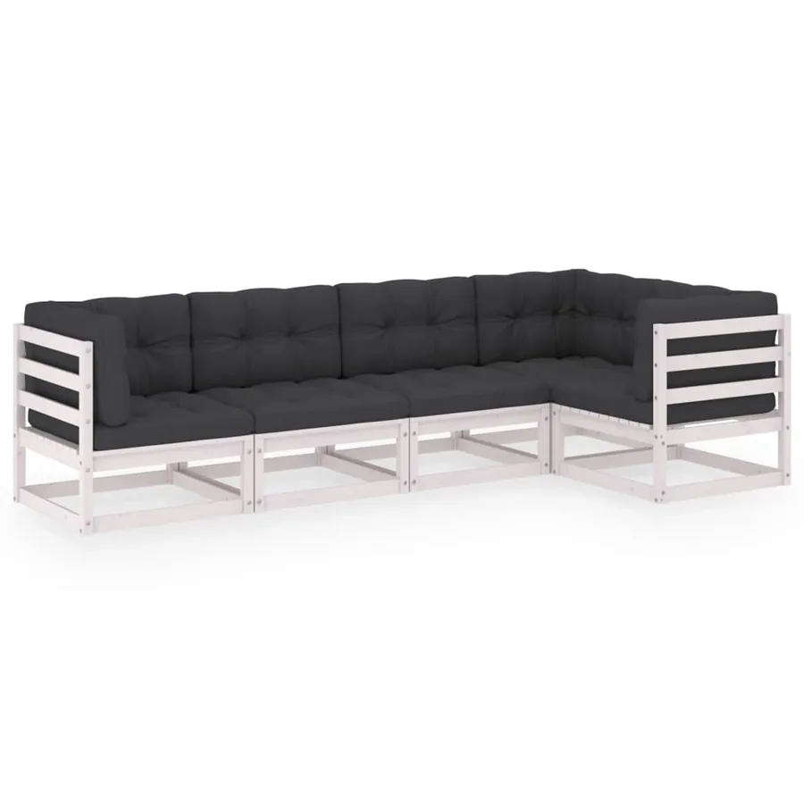 Salon de jardin 5 pcs avec coussins Bois de pin massif - 2