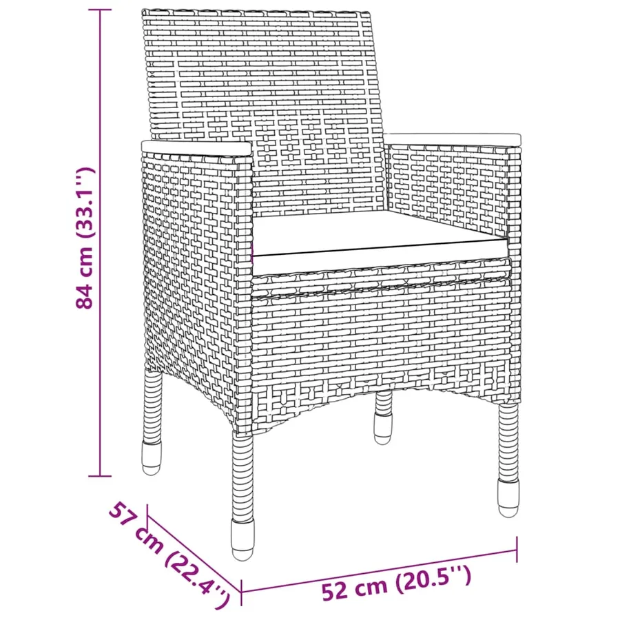Ensemble à manger de jardin 3 pcs Résine tressée Gris - 8
