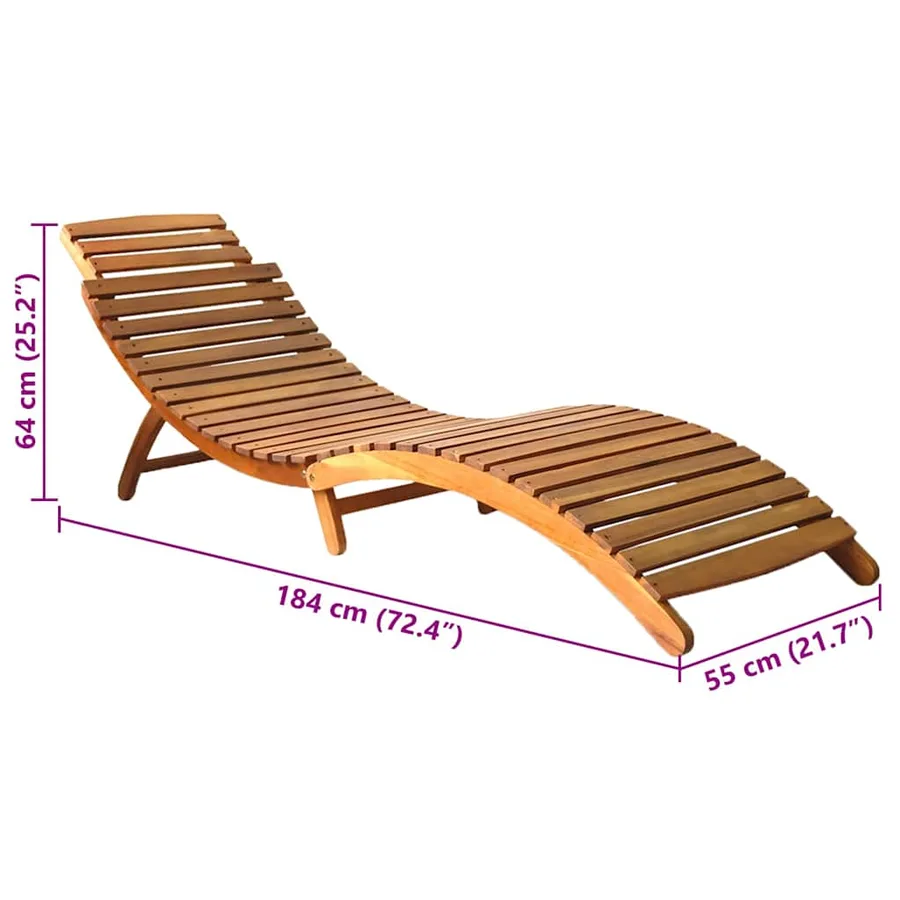 Chaise longue de jardin avec coussin Bois d'acacia solide - 16