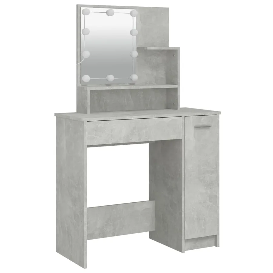Ensemble de coiffeuse avec LED Gris béton Bois d'ingénierie - 7