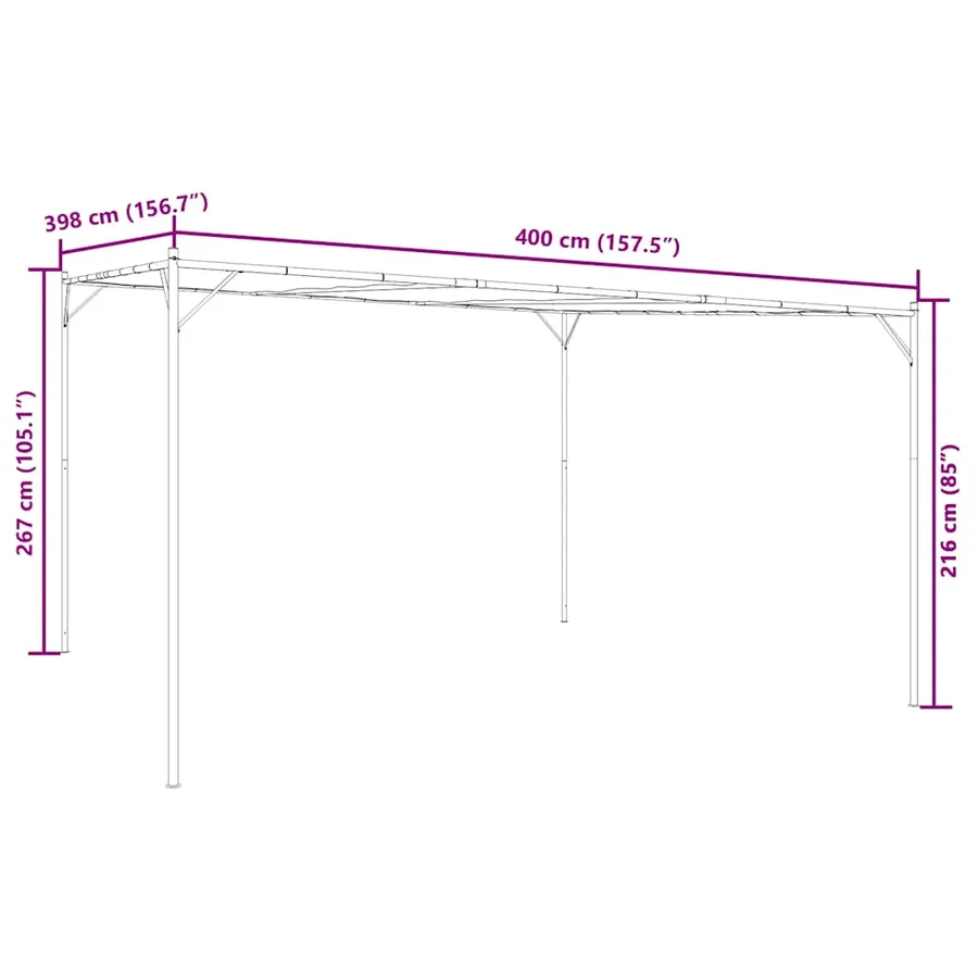 Belvédère anthracite 4x4 m 180 g/m² tissu et acier - 9