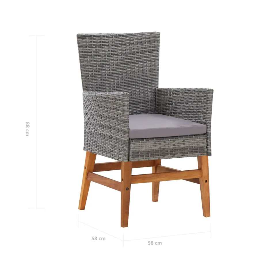 Mobilier d'extérieur 7 pcs résine tressée et bois d'acacia gris - 12