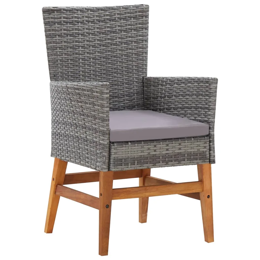 Mobilier d'extérieur 7 pcs résine tressée et bois d'acacia gris - 6