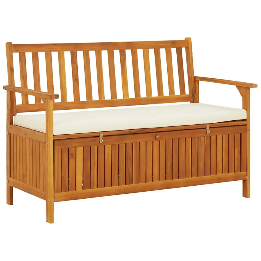Banc de rangement de jardin Bois d'acacia solide 120x63x84 cm