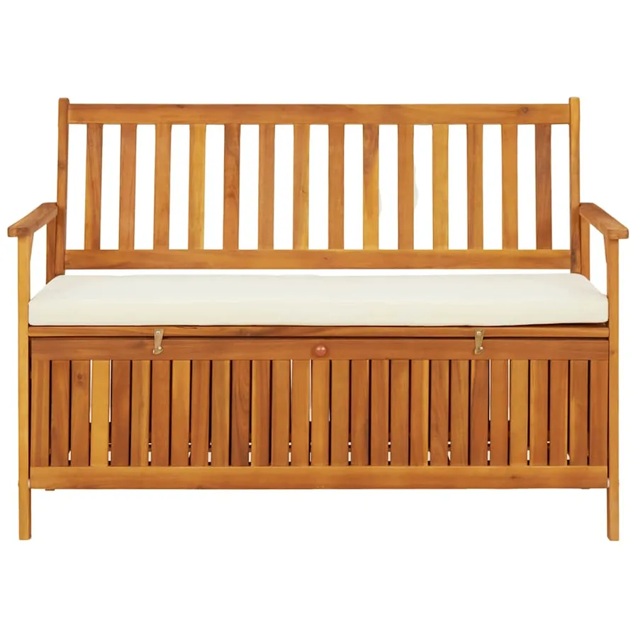 Banc de rangement de jardin Bois d'acacia solide 120x63x84 cm - 2