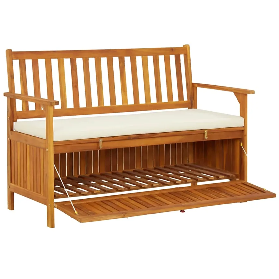 Banc de rangement de jardin Bois d'acacia solide 120x63x84 cm - 4