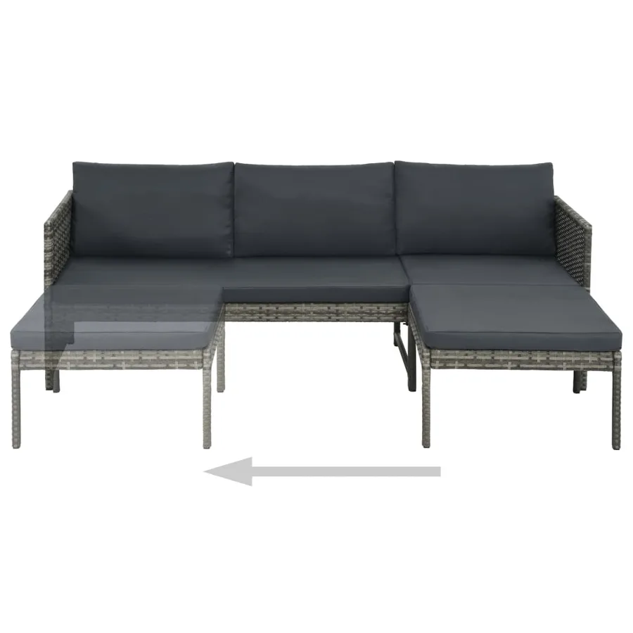 Salon de jardin 3 pcs avec coussins Résine tressée Gris - 3