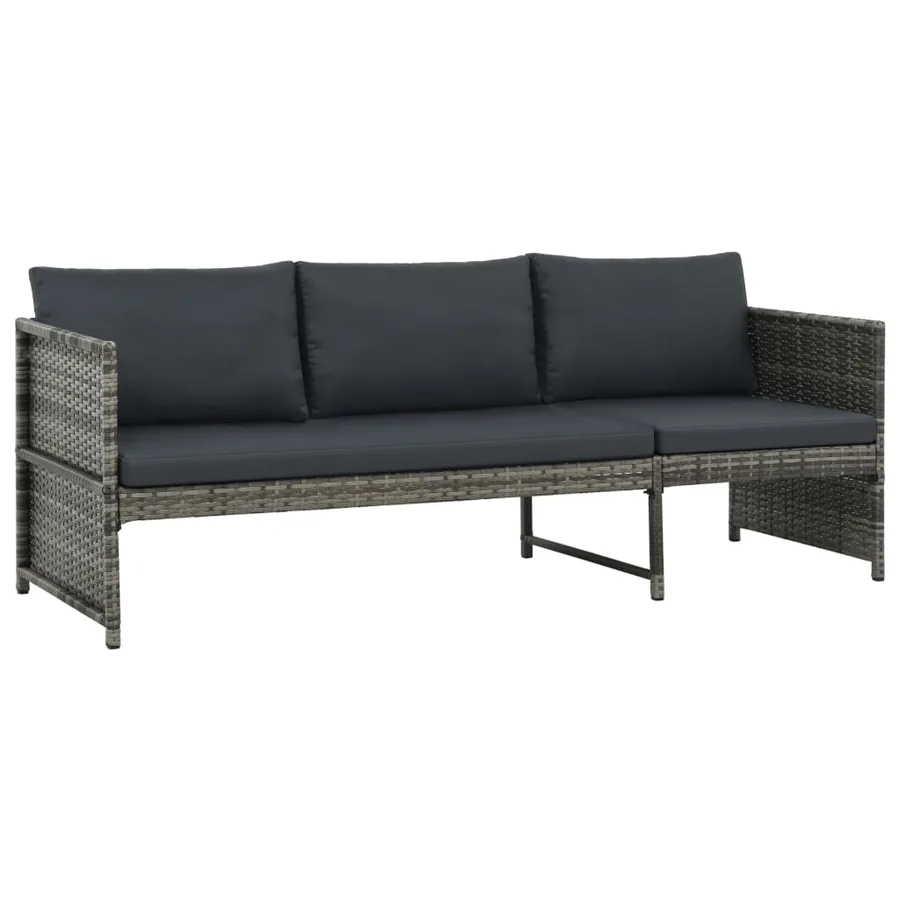 Salon de jardin 3 pcs avec coussins Résine tressée Gris - 4
