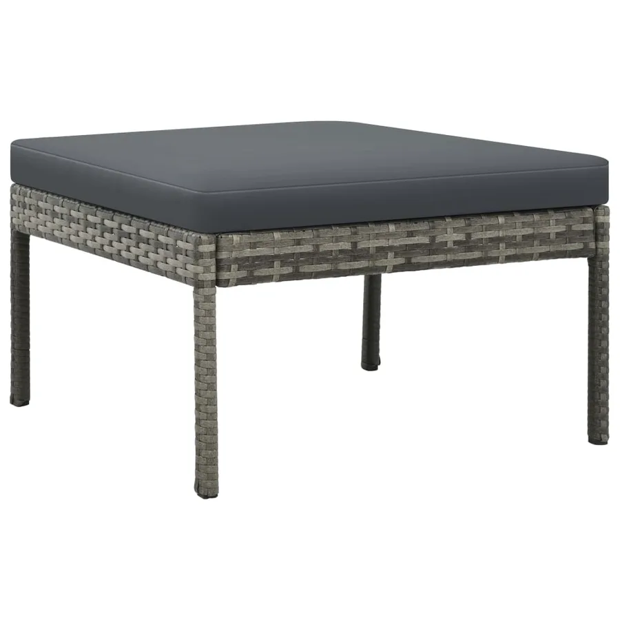 Salon de jardin 3 pcs avec coussins Résine tressée Gris - 6