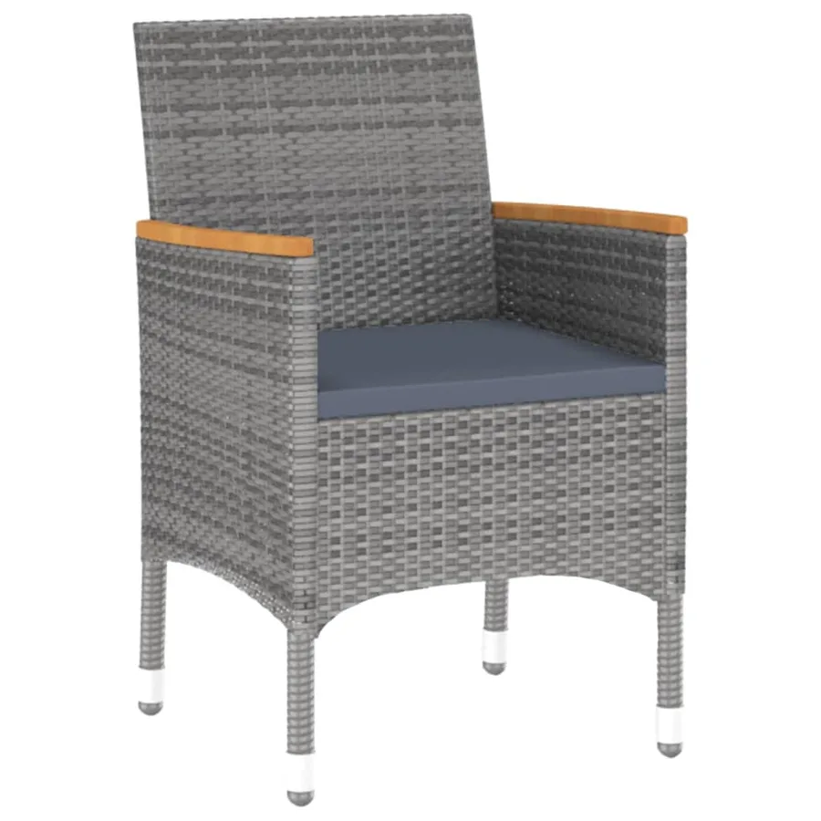 Ensemble à manger de jardin 3 pcs Résine tressée Gris - 5