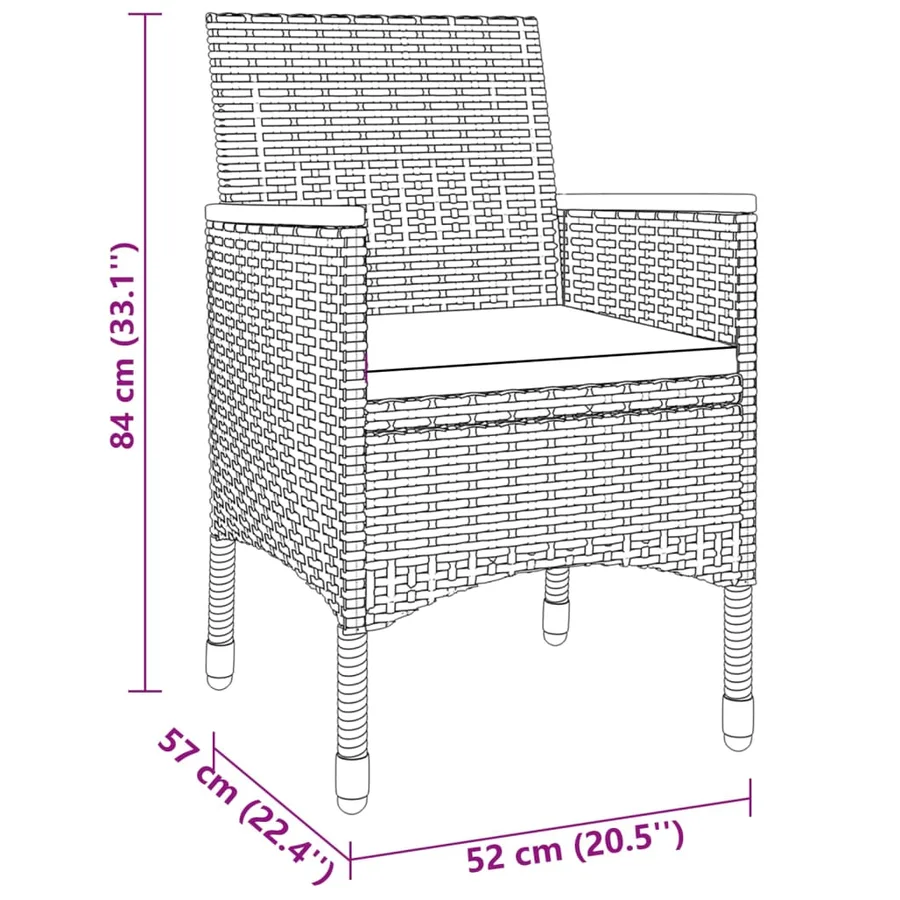 Ensemble à manger de jardin 3 pcs Résine tressée Gris - 8