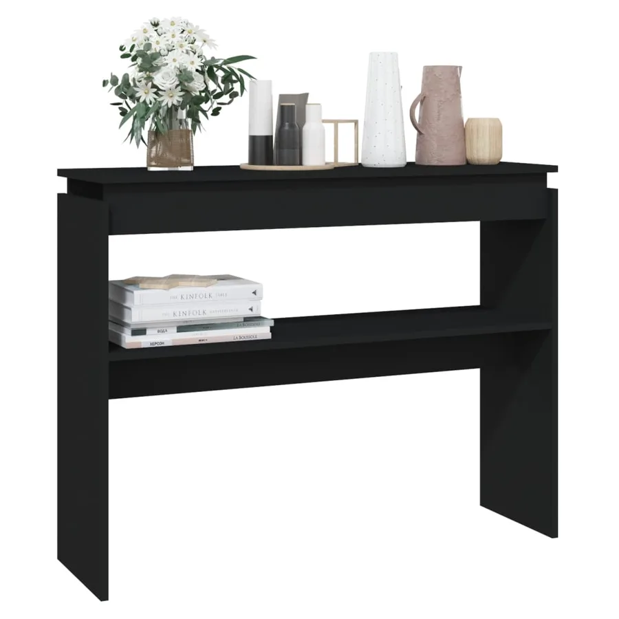 Table console noir 102x30x80 cm bois d'ingénierie - 5