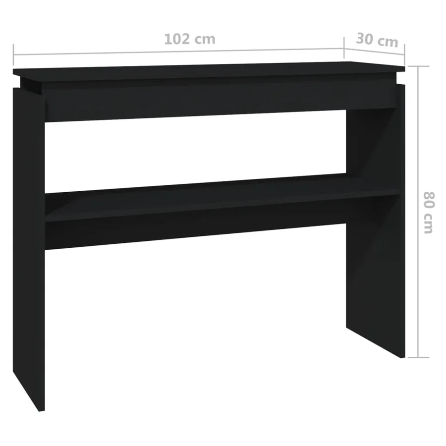 Table console noir 102x30x80 cm bois d'ingénierie - 6