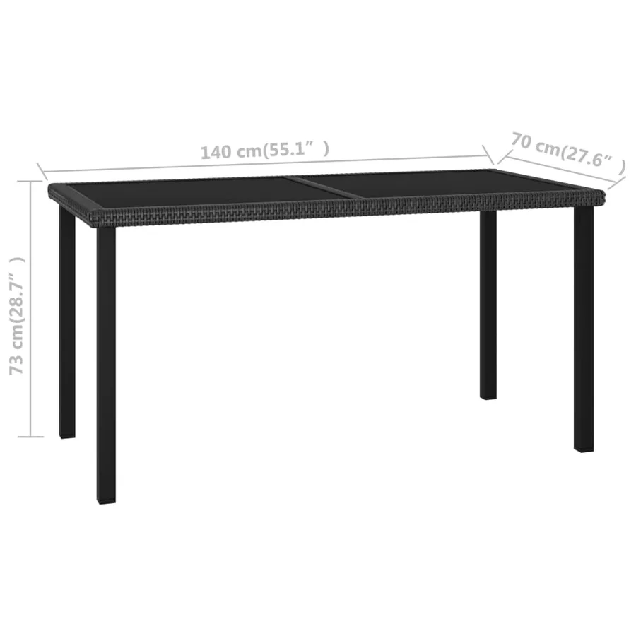 Ensemble à manger de jardin 5 pcs Résine tressée Noir - 11