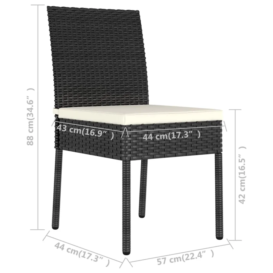 Ensemble à manger de jardin 5 pcs Résine tressée Noir - 12