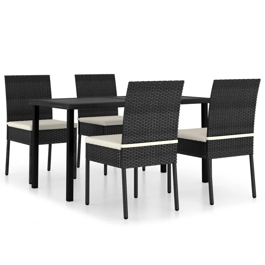 Ensemble à manger de jardin 5 pcs Résine tressée Noir - 2