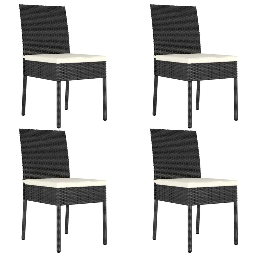 Ensemble à manger de jardin 5 pcs Résine tressée Noir - 7