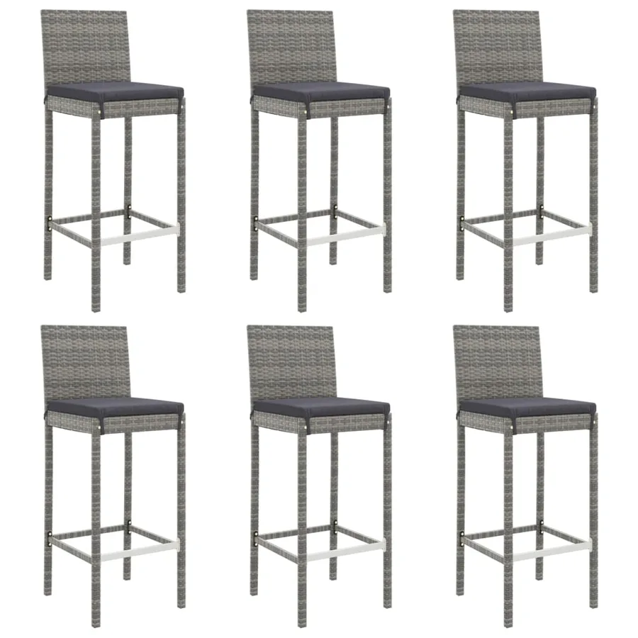 Ensemble de bar de jardin 7 pcs avec coussins gris poly rotin - 4