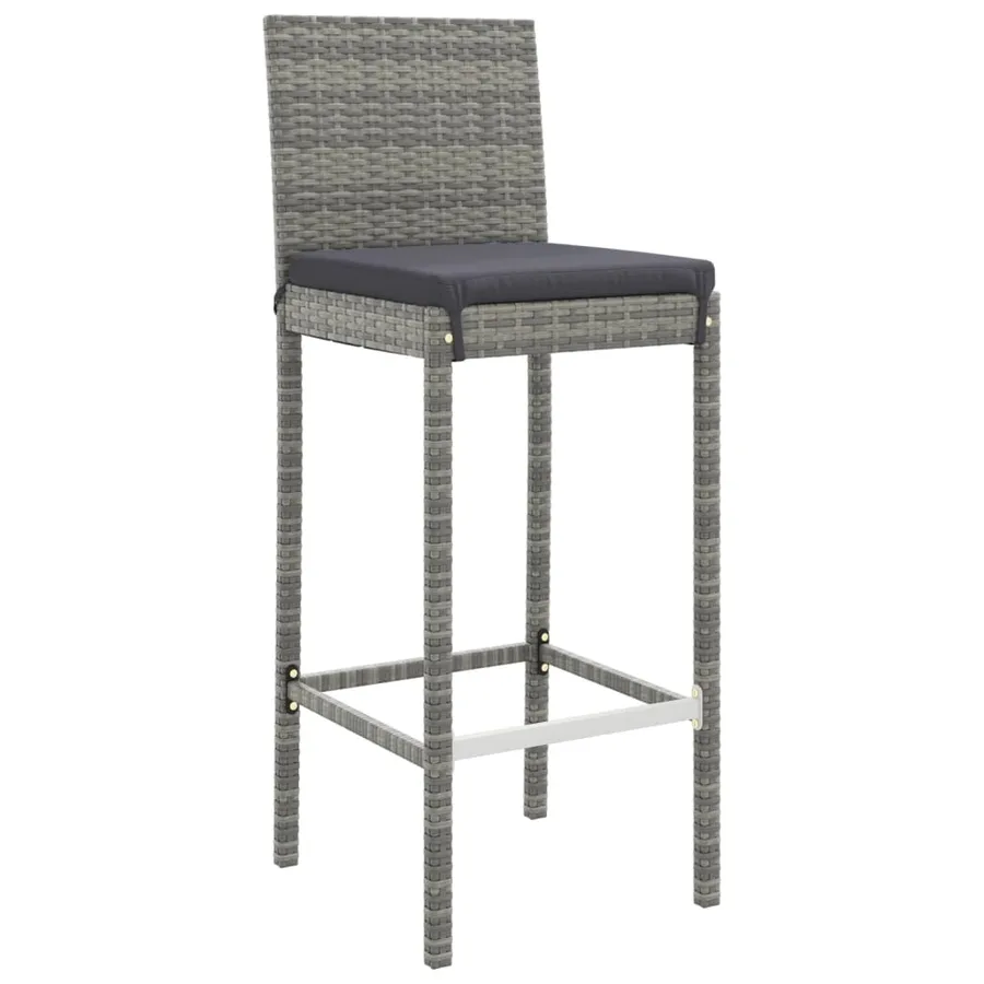 Ensemble de bar de jardin 7 pcs avec coussins gris poly rotin - 5