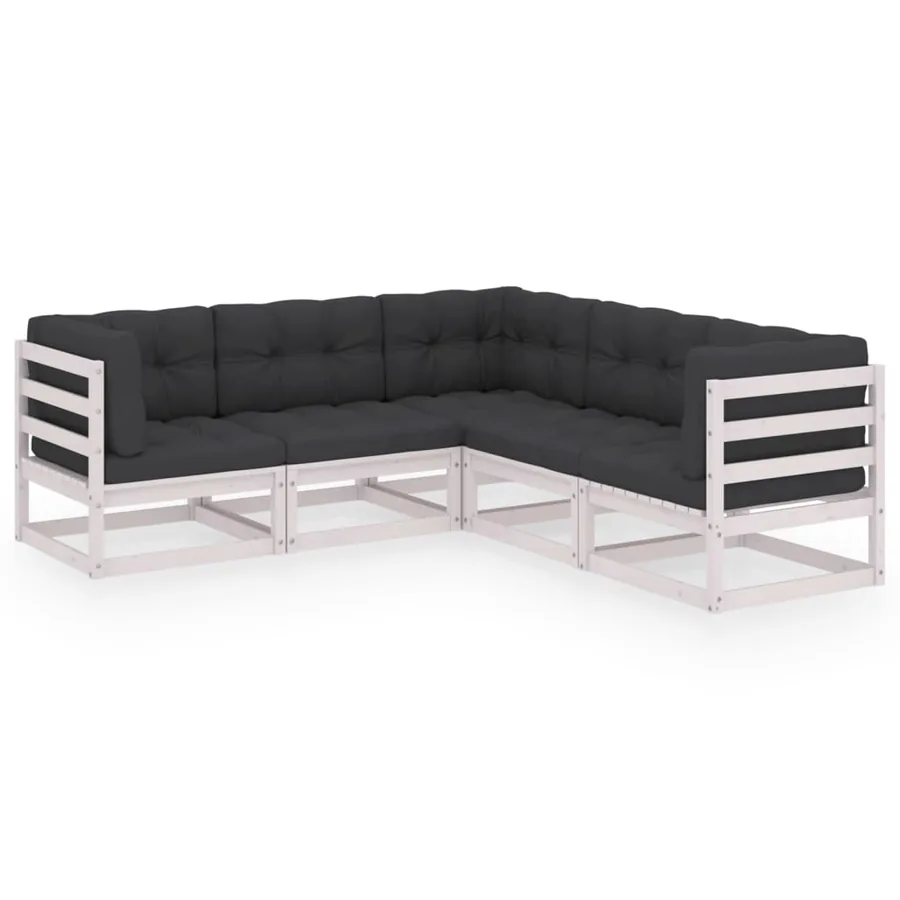 Salon de jardin 5 pcs avec coussins Bois de pin massif - 2