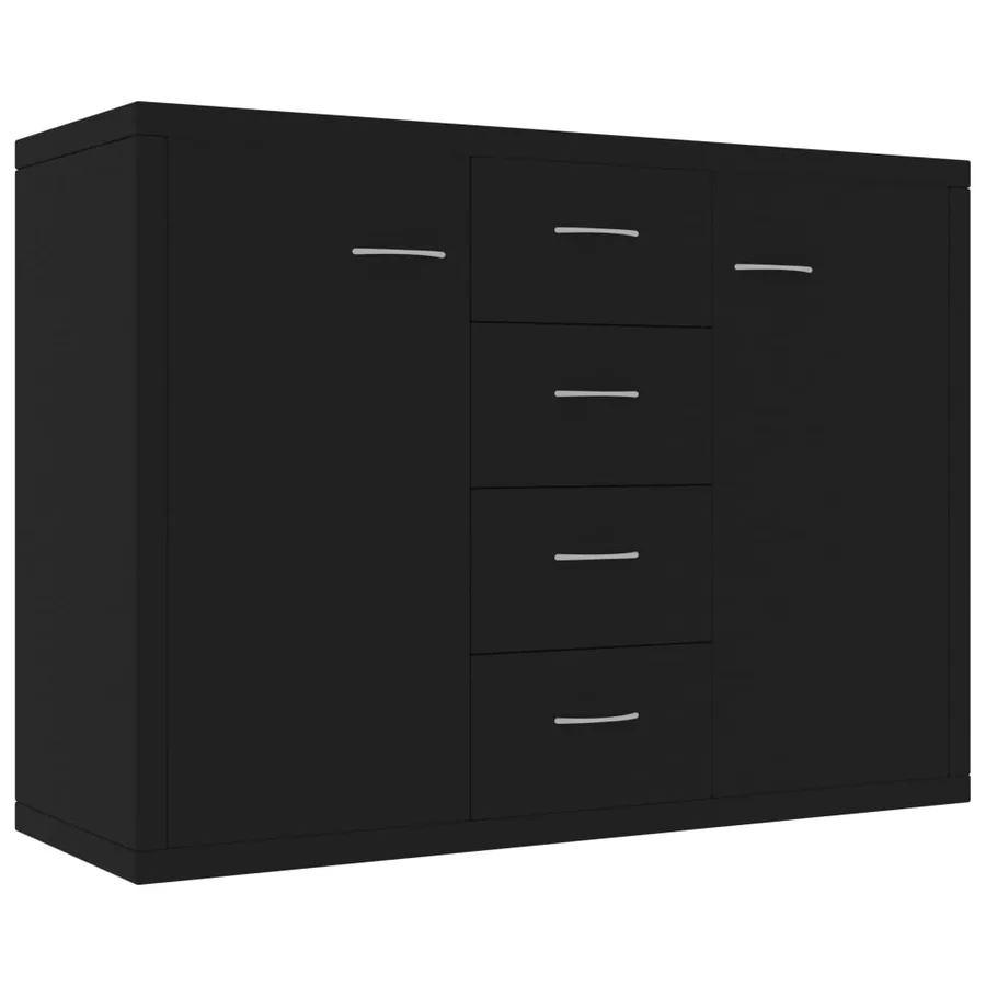 Buffet Noir 88x30x65 cm Bois d'ingénierie - 2