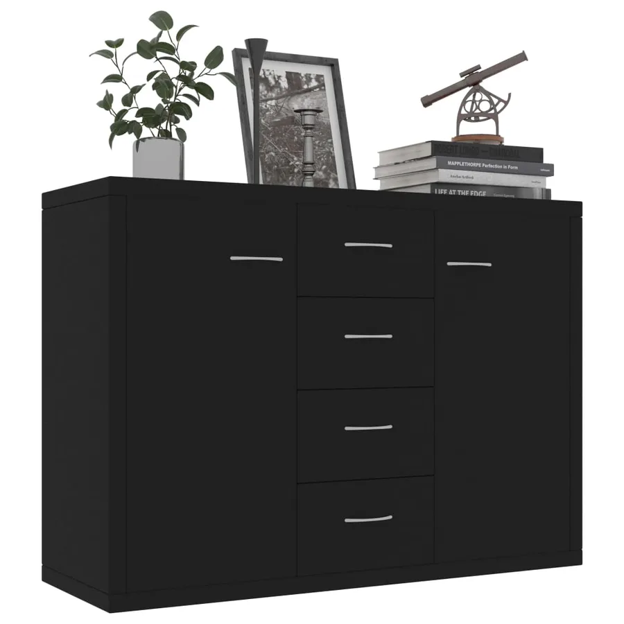 Buffet Noir 88x30x65 cm Bois d'ingénierie - 3