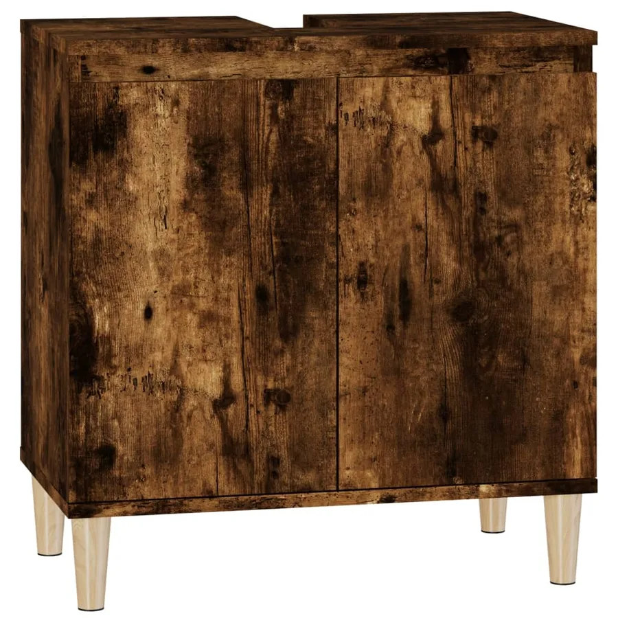 Meuble d'évier chêne fumé 58x33x60 cm bois d'ingénierie - 2