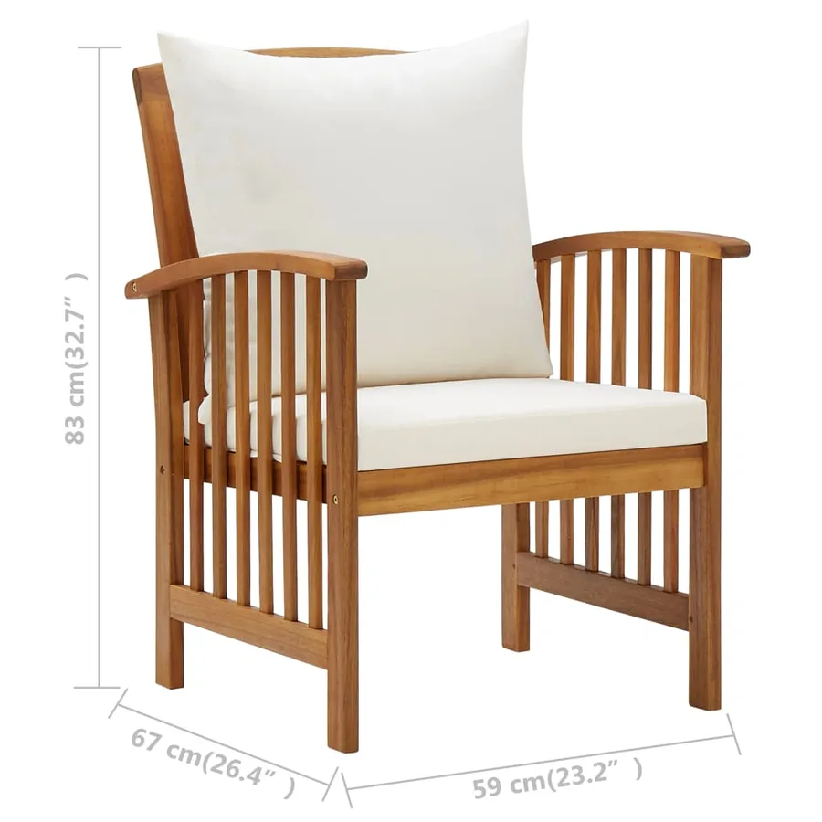 Salon de jardin 4 pcs avec coussins Bois d'acacia solide - 12