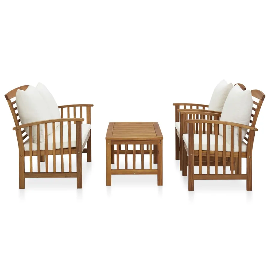 Salon de jardin 4 pcs avec coussins Bois d'acacia solide - 2