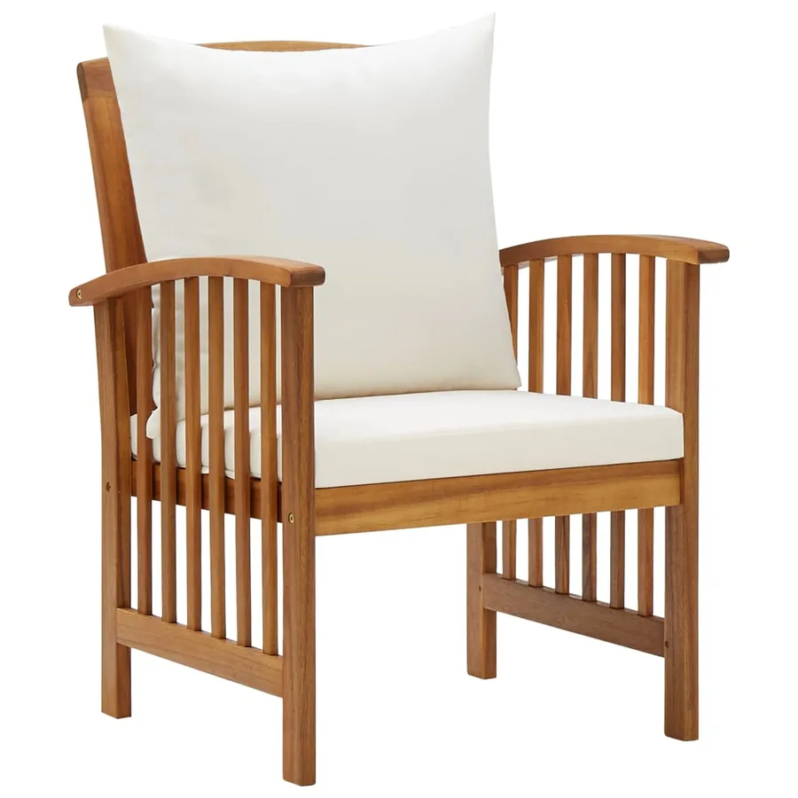 Salon de jardin 4 pcs avec coussins Bois d'acacia solide - 5