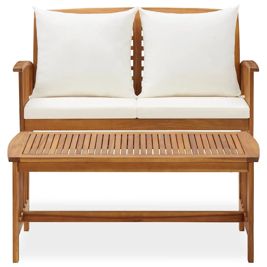 Salon de jardin 2 pcs avec coussins bois d'acacia solide - 3