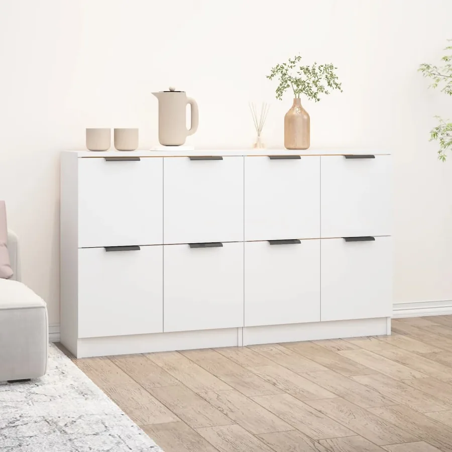 Buffets 2 pcs blanc 60x30x70 cm Bois d'ingénierie