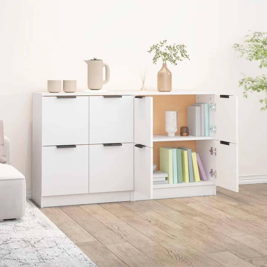 Buffets 2 pcs blanc 60x30x70 cm Bois d'ingénierie - 5