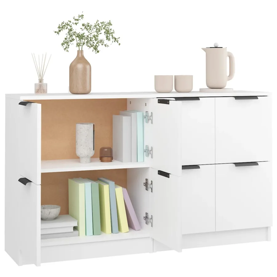 Buffets 2 pcs blanc 60x30x70 cm Bois d'ingénierie - 6