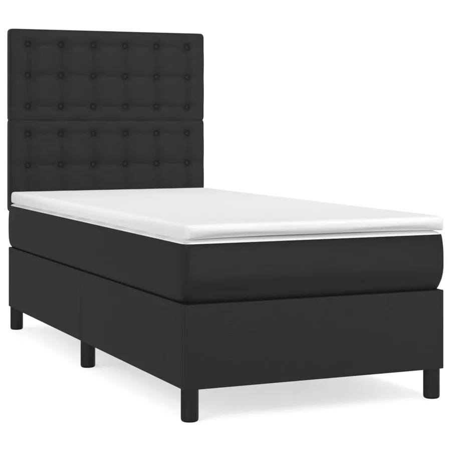 Sommier à lattes de lit avec matelas Noir 80x200cm Similicuir - 2