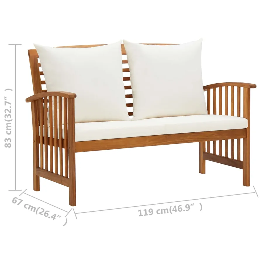 Salon de jardin 5 pcs avec coussins Bois d'acacia solide - 10