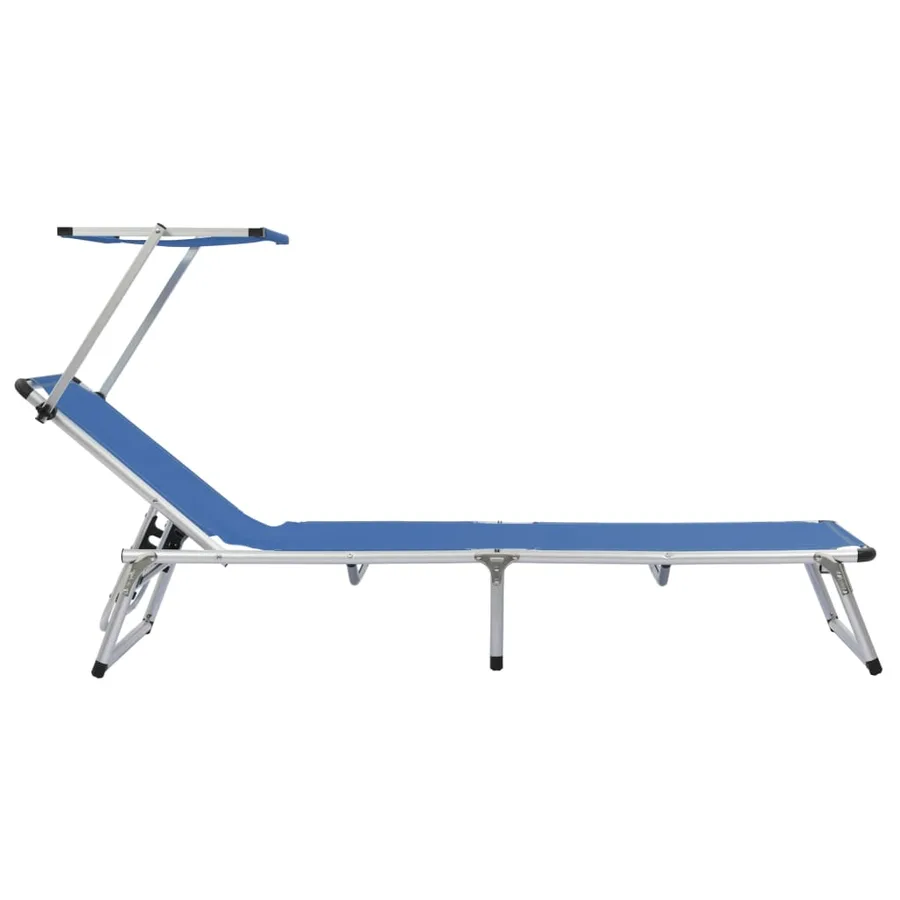 Chaise longue pliable avec toit Aluminium et textilène Noir - 13