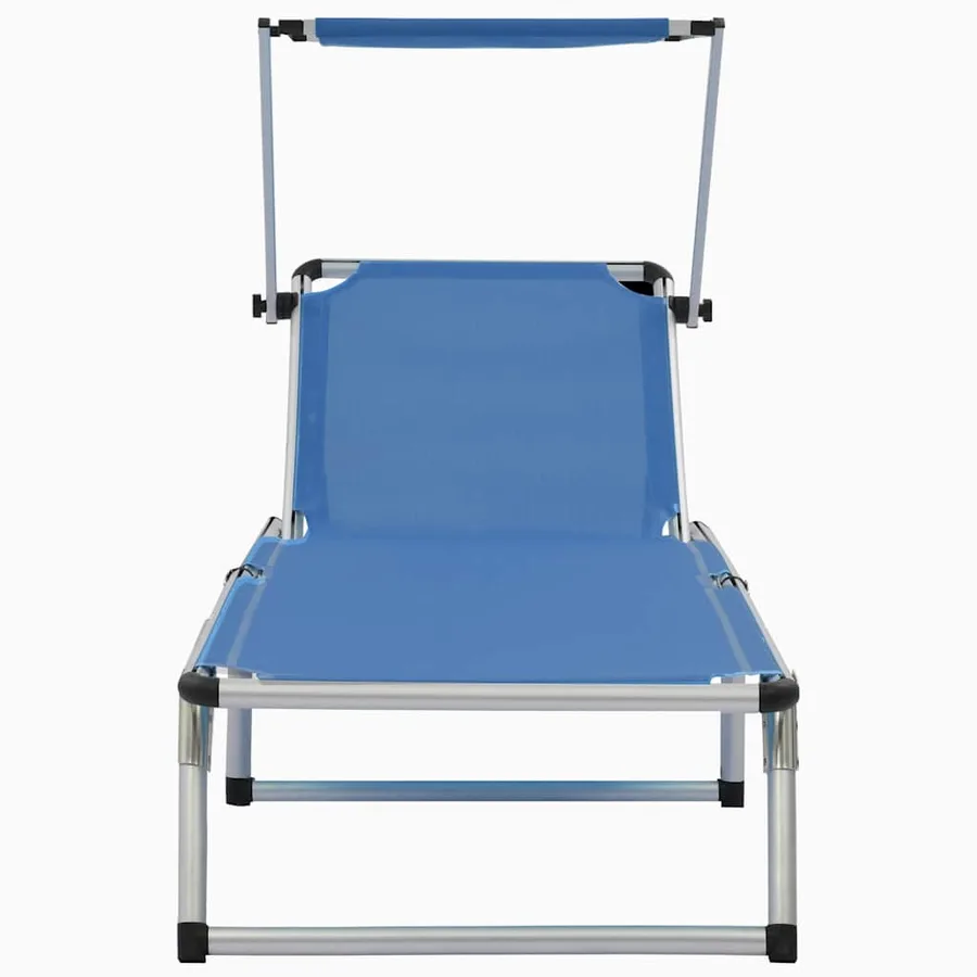 Chaise longue pliable avec toit Aluminium et textilène Noir - 14