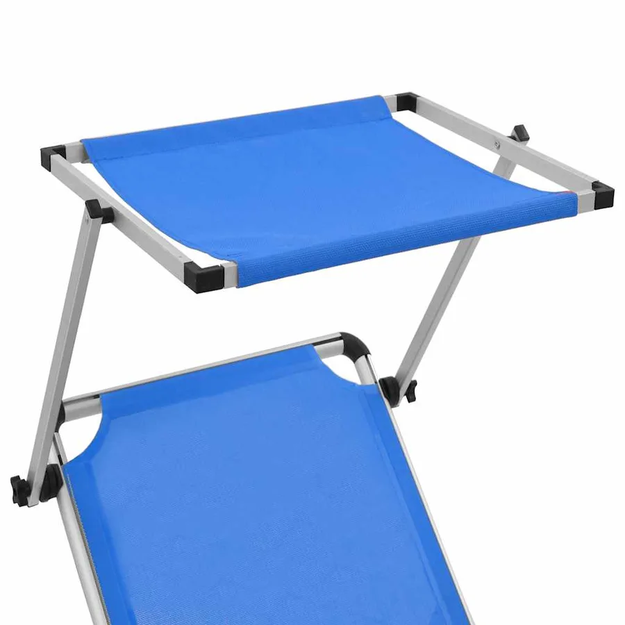 Chaise longue pliable avec toit Aluminium et textilène Noir - 16