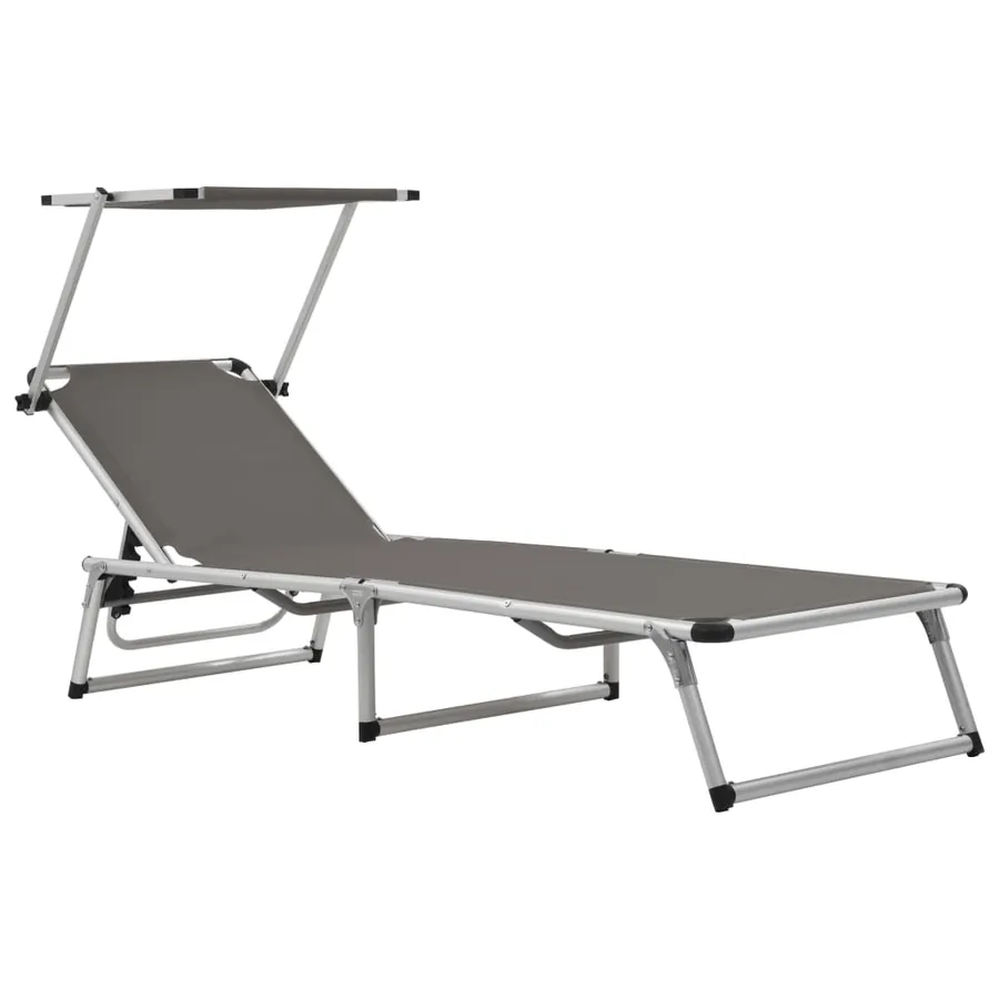 Chaise longue pliable avec toit Aluminium et textilène Noir - 31