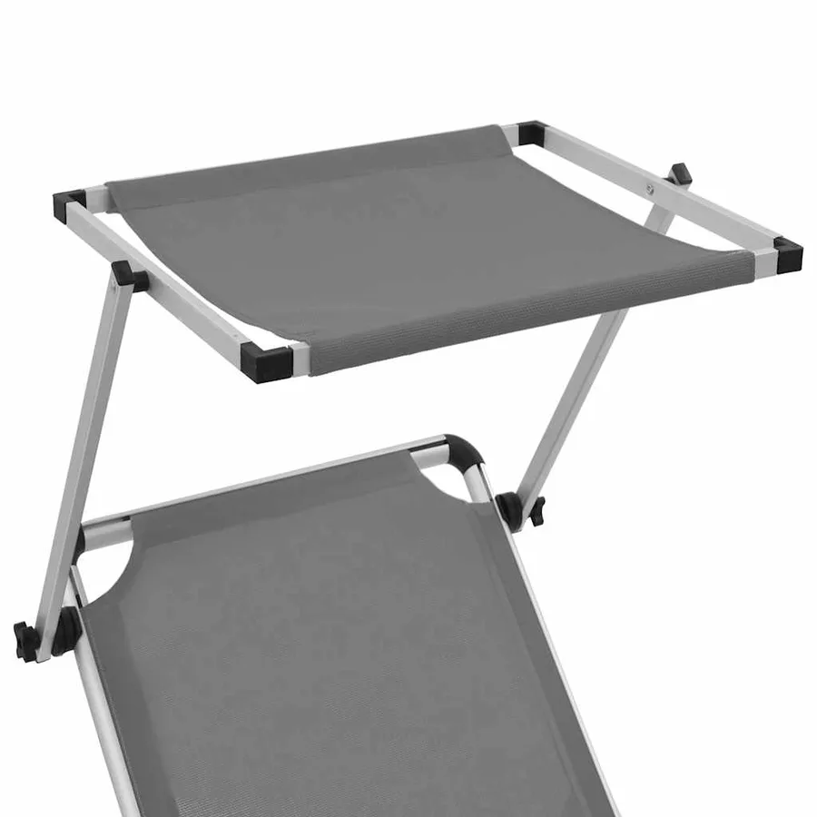 Chaise longue pliable avec toit Aluminium et textilène Noir - 36