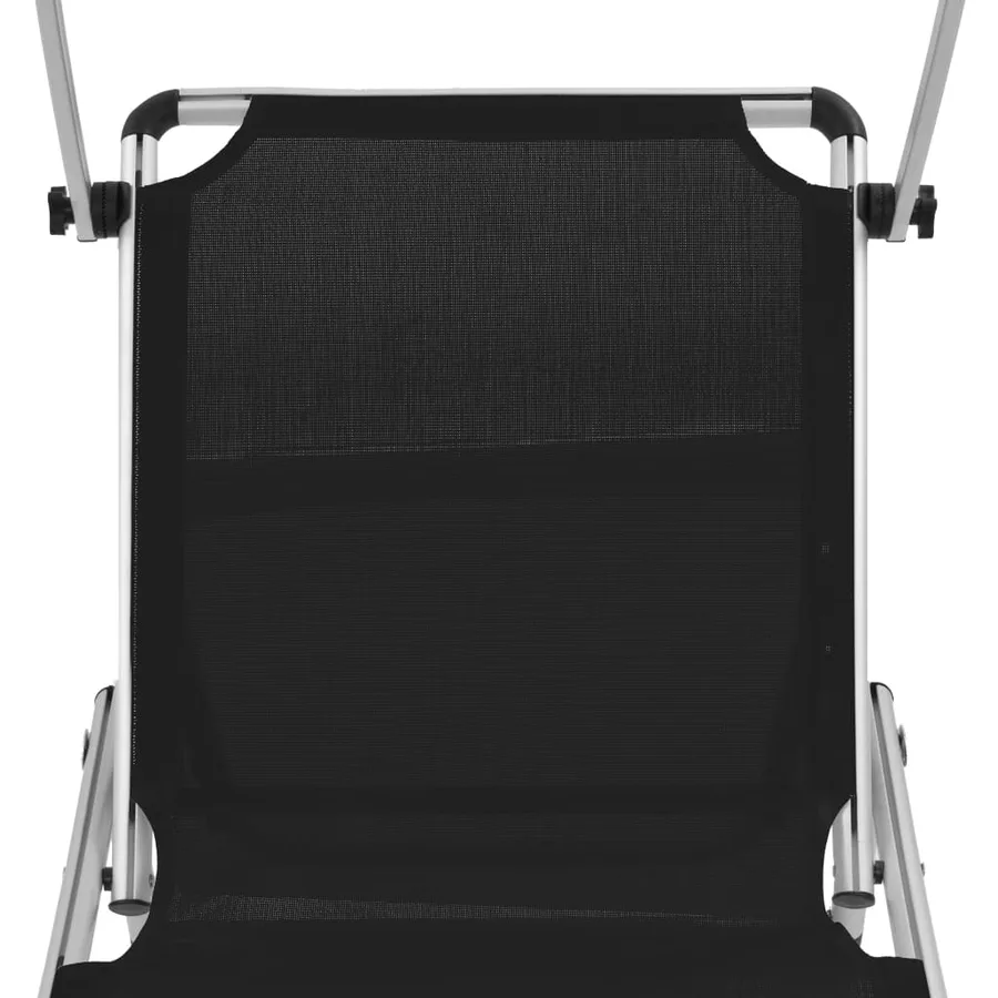 Chaise longue pliable avec toit Aluminium et textilène Noir - 7