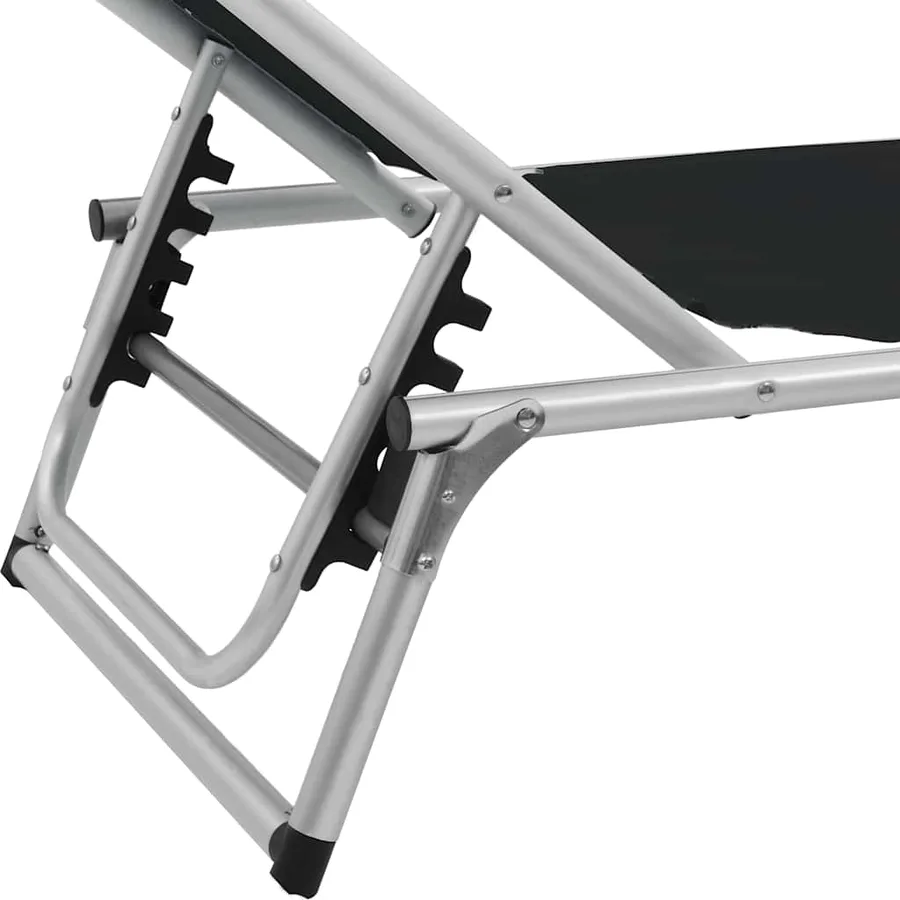 Chaise longue pliable avec toit Aluminium et textilène Noir - 8