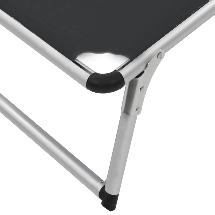 Chaise longue pliable avec toit Aluminium et textilène Noir - 9