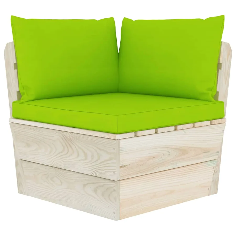 Canapé d'angle palette de jardin avec coussins Épicéa imprégné - 2